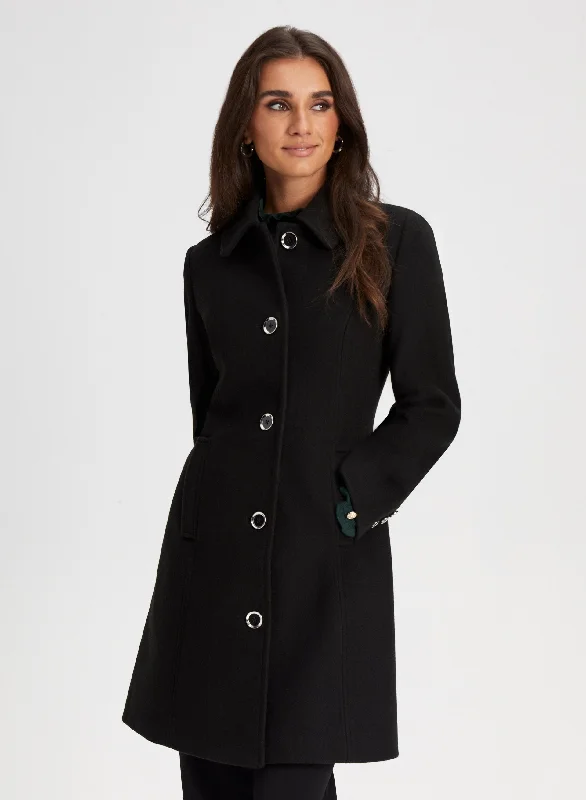 Club Collar Wool Blend Coat