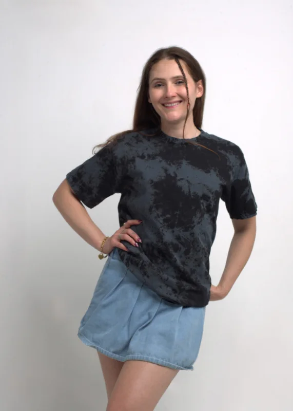 Grey Black Crystal Wash Tie Dye T-Shirt