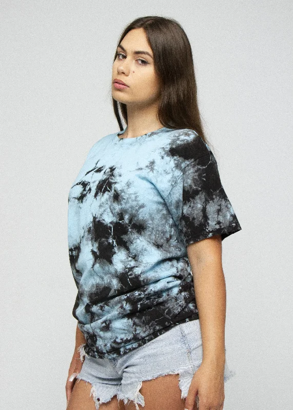 Columbia Blue Black Crystal Wash Tie Dye T-Shirt