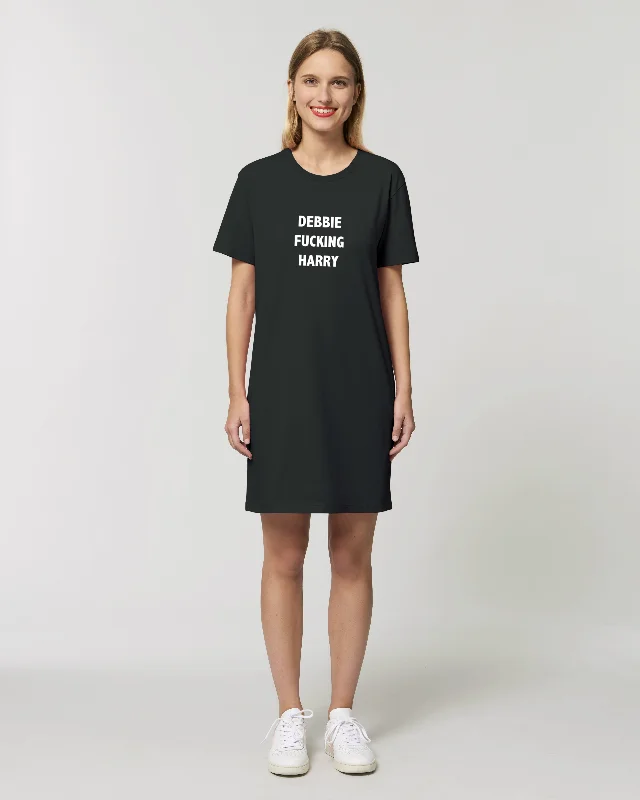 'DEBBIE FUCKING HARRY' EMBROIDERED WOMEN'S ORGANIC COTTON T-SHIRT DRESS