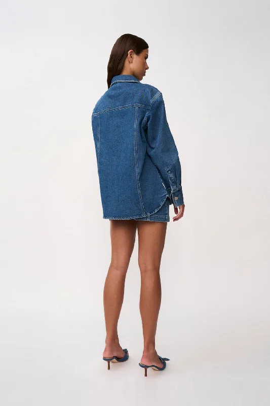 Della Denim Structured Jacket - Blue Wash