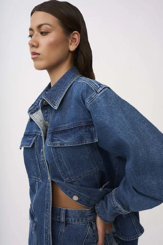 Della Denim Structured Jacket - Blue Wash