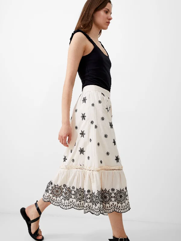 Embroidered Felicity Midi Skirt