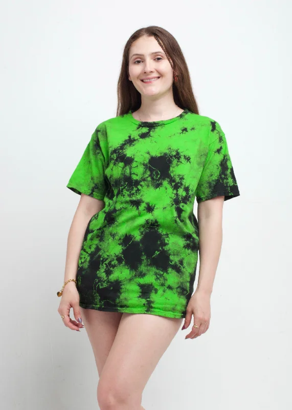 Green Black Crystal Wash Tie Dye T-Shirt