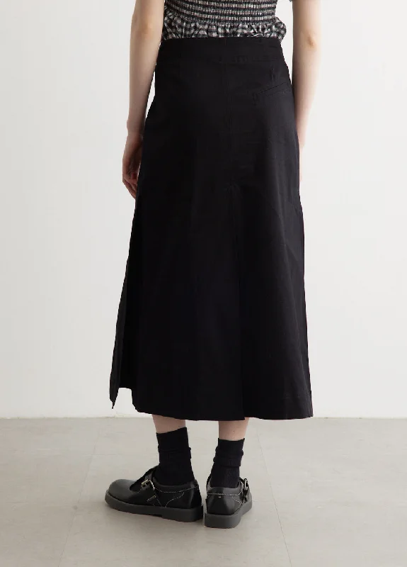 Herringbone Canvas Long Wrap Skirt