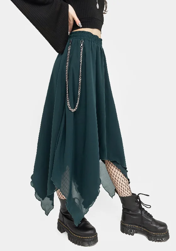 Levitate Chain Detail Midi Skirt - Green