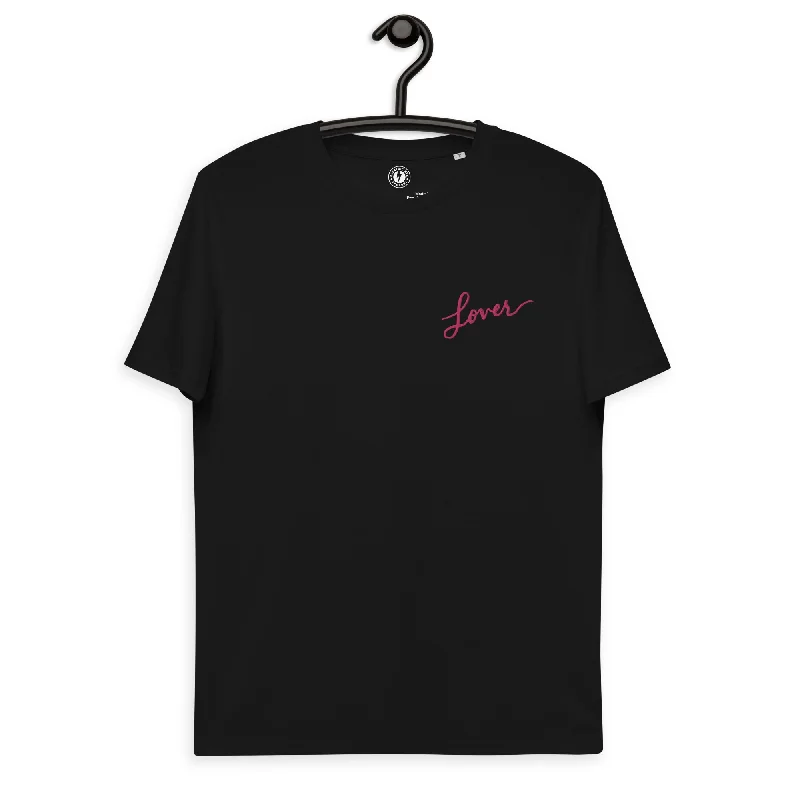 Lover Embroidered Unisex organic cotton t-shirt - Pink Thread