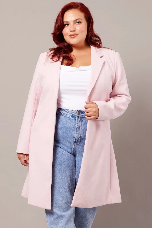 Pink One Button Coat