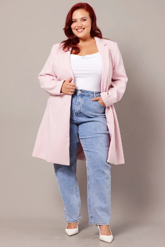 Pink One Button Coat