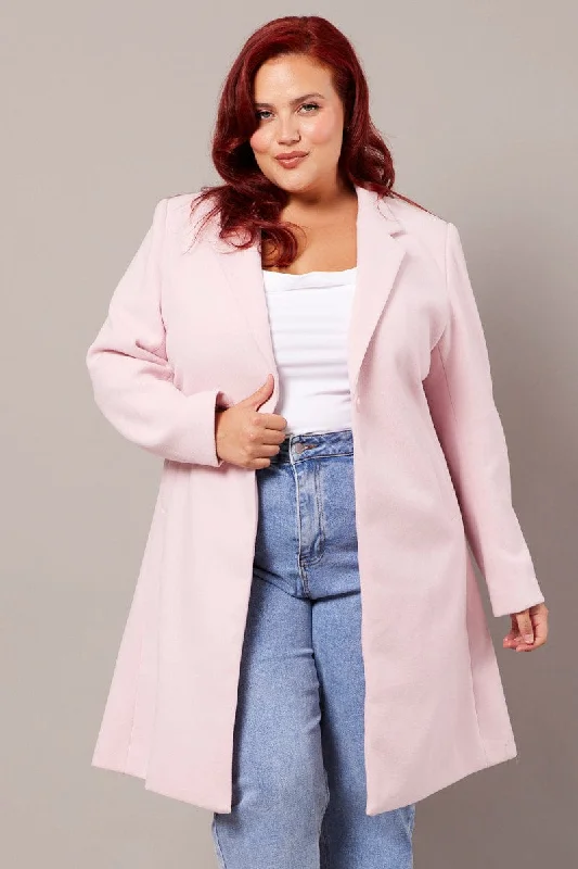 Pink One Button Coat