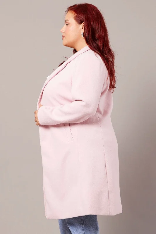 Pink One Button Coat