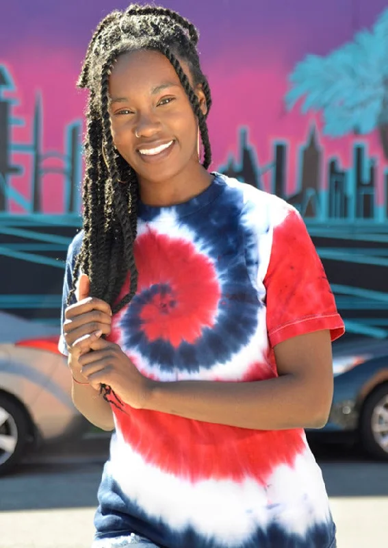 Red, White & Blue Spiral Tie Dye T-Shirt Alstyle 1301