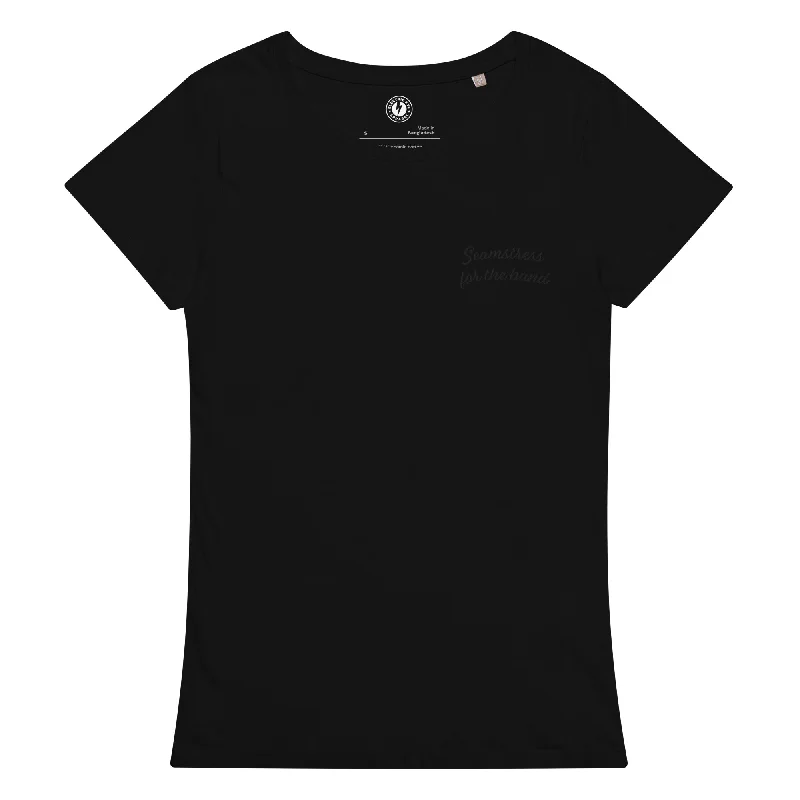 SEAMSTRESS FOR THE BAND Left Chest Embroidered Women’s Fitted Organic T-shirt