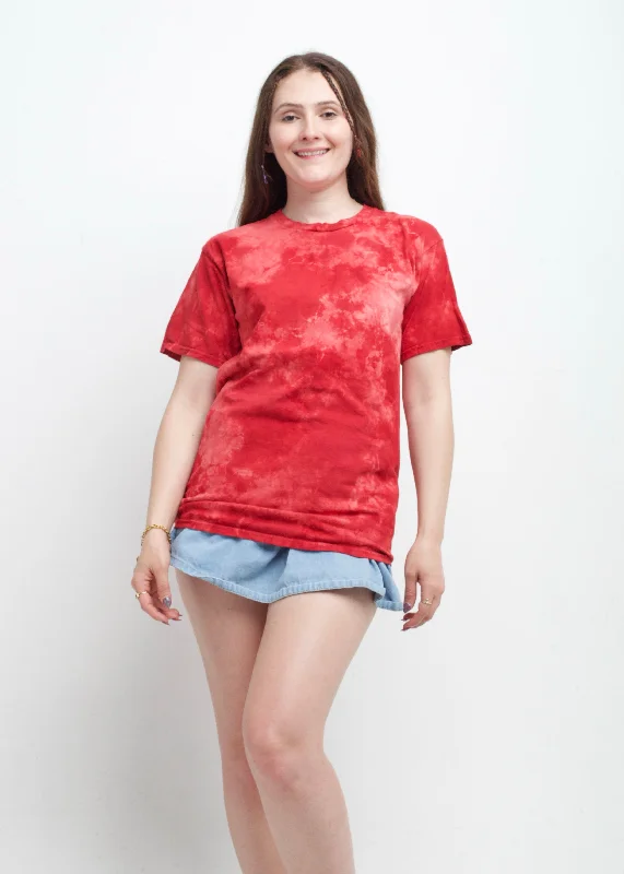 Red Crystal Wash Tie Dye T-Shirt