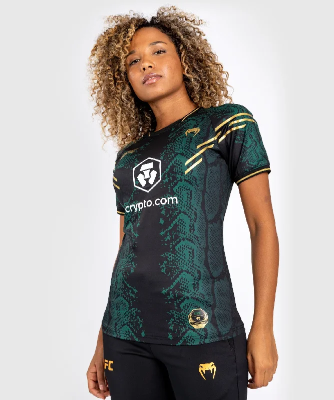 UFC Adrenaline by Venum Authentic Fight Night Women’s Walkout Jersey Green/Black/Gold - Emerald Edition