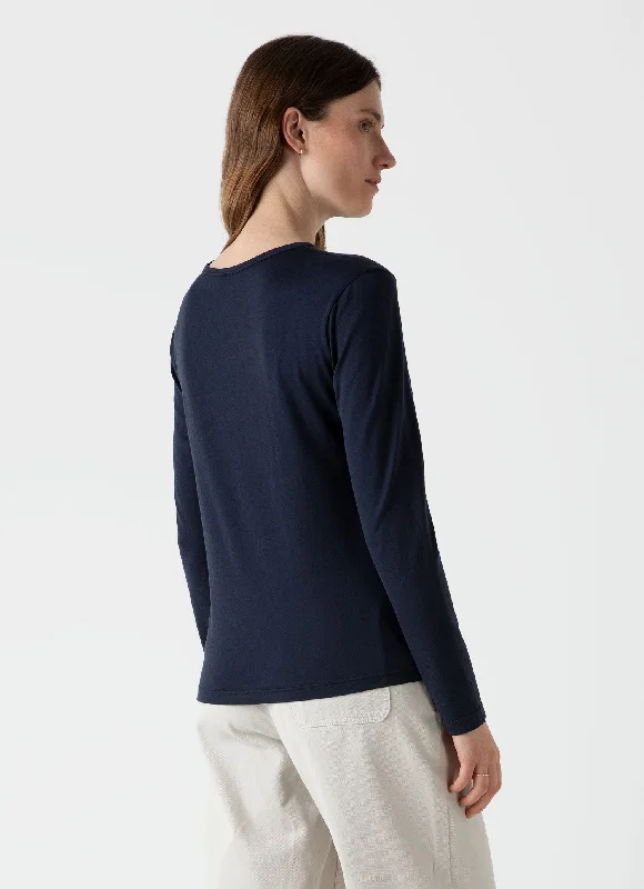 Women's Long Sleeve Classic T-shirt in Navy