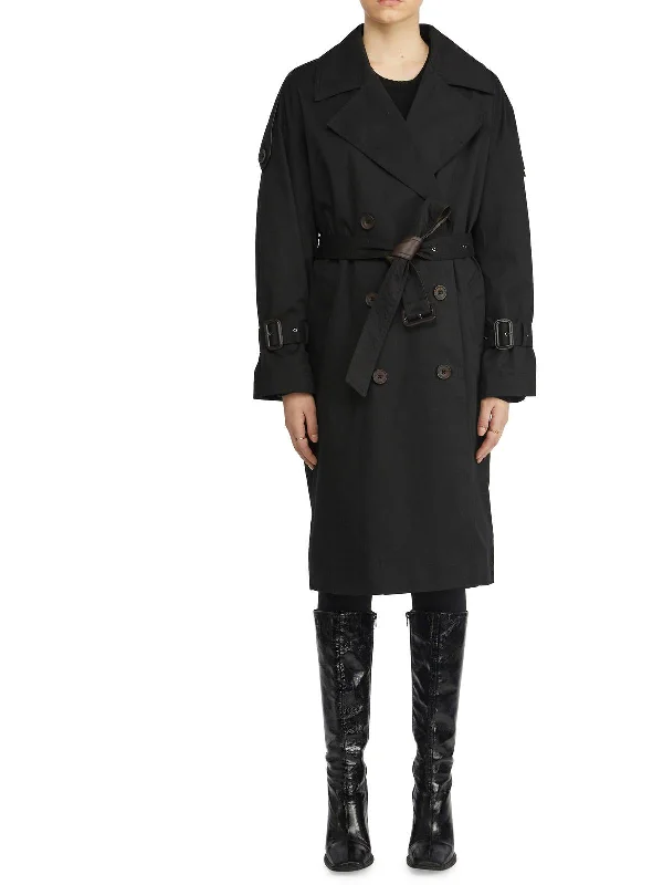 Womens Double-Breasted Midi Trench Coat