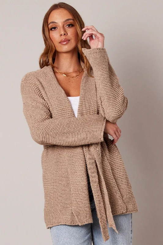 Beige Knit Cardigan