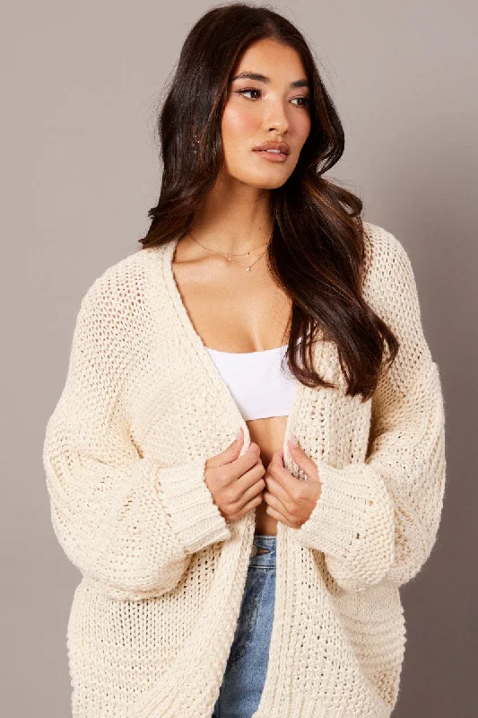 Beige Oversized Cardigan Long Sleeve