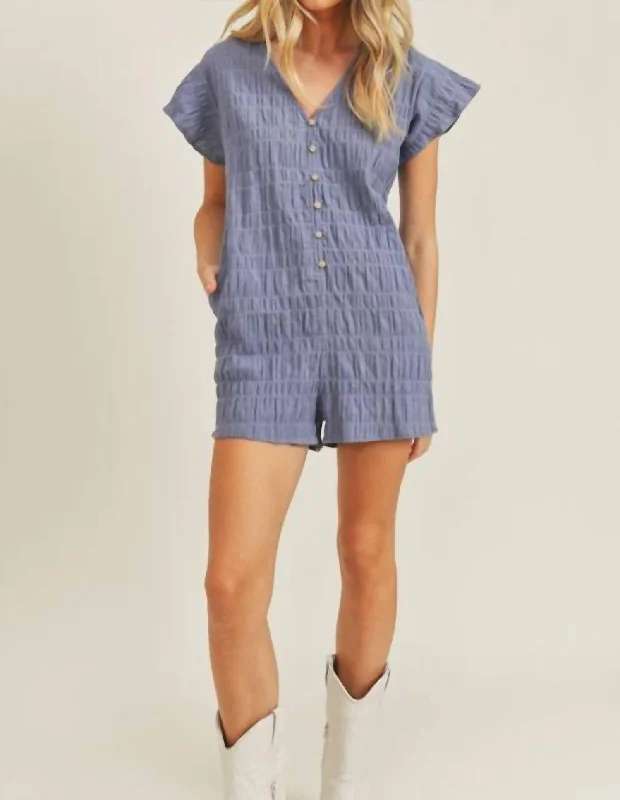 Button Down Romper In Carsen