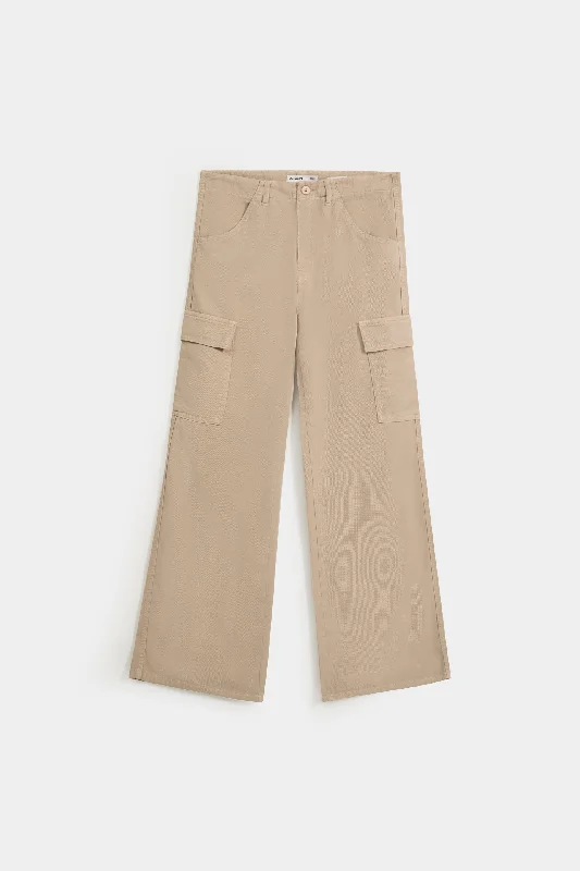 Non-Denim Wide Leg Cargo Pants