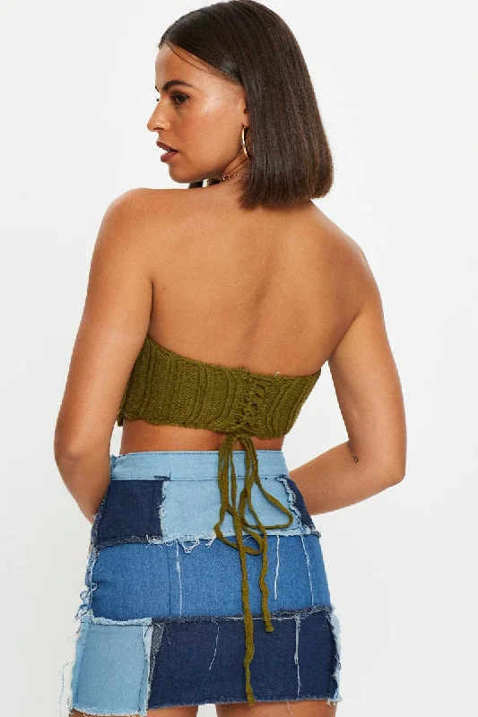 Green Knit Scarf Top