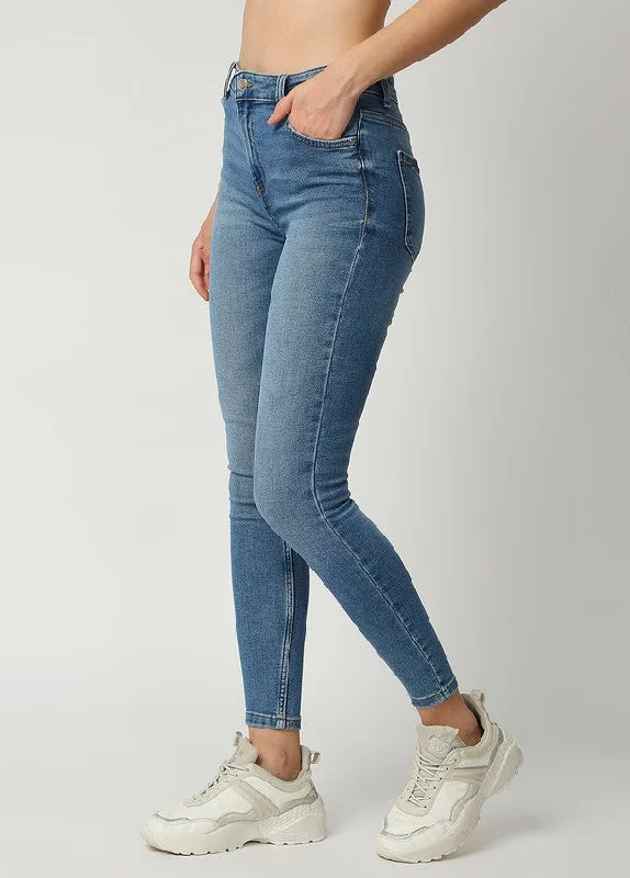 Mid Blue Ibiza HighWaist Basic Skinny Fit Jeans