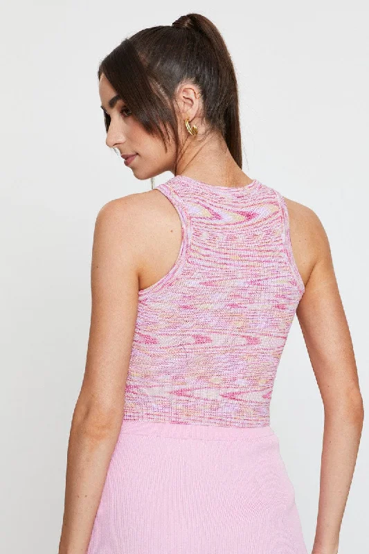 Multi Knit Top Sleeveless Crop