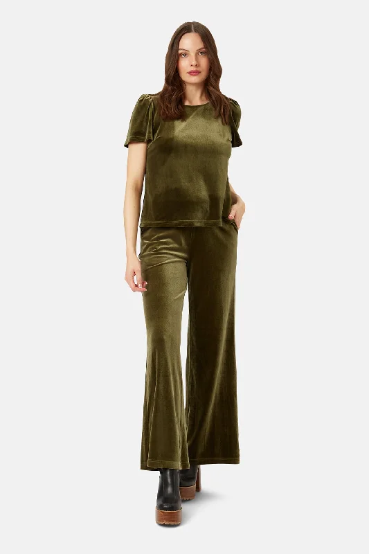 Never Say Goodbye Velvet Trousers in Green