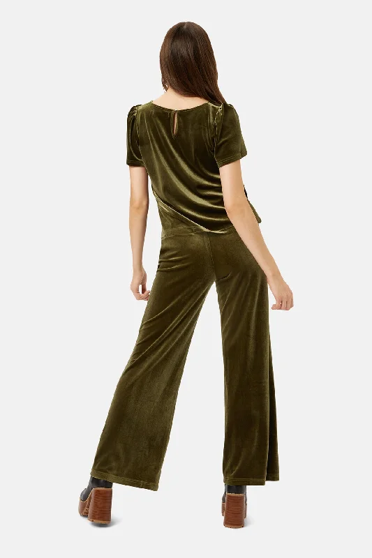 Never Say Goodbye Velvet Trousers in Green