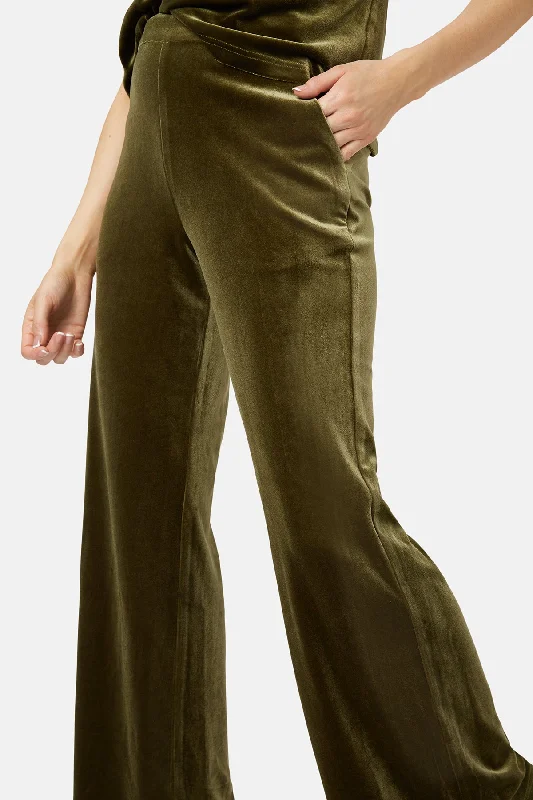 Never Say Goodbye Velvet Trousers in Green