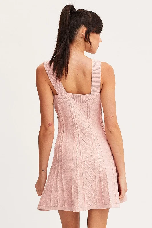 Pink Dress Sleeveless Mini Knit