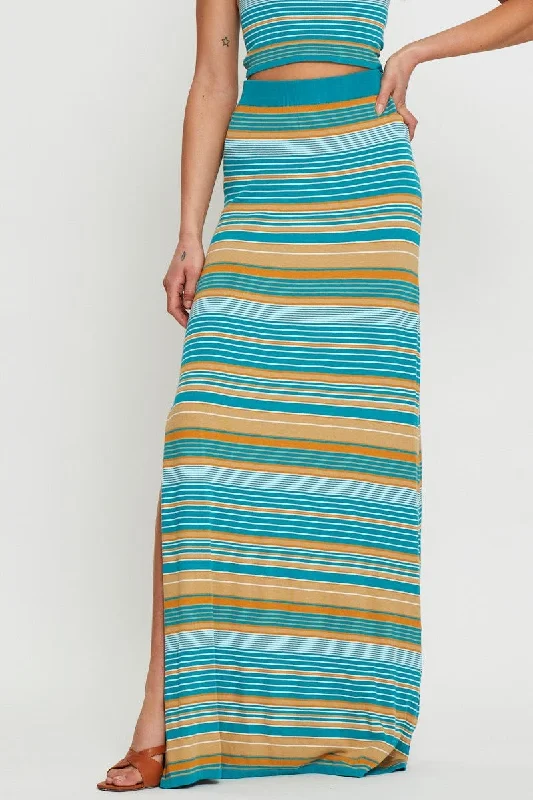 Stripe Knit Skirt Maxi