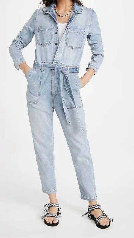 The Alexa Denim Jumpsuit In Tatra