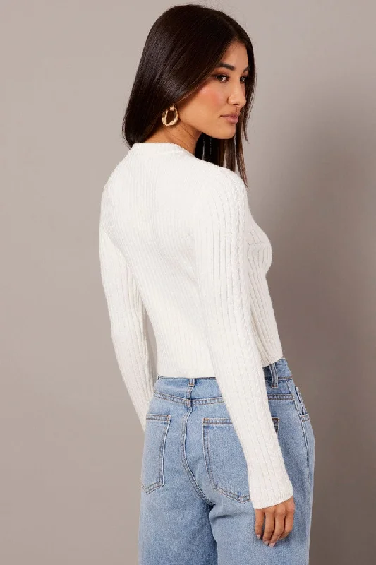 White Cable Knit Long Sleeve