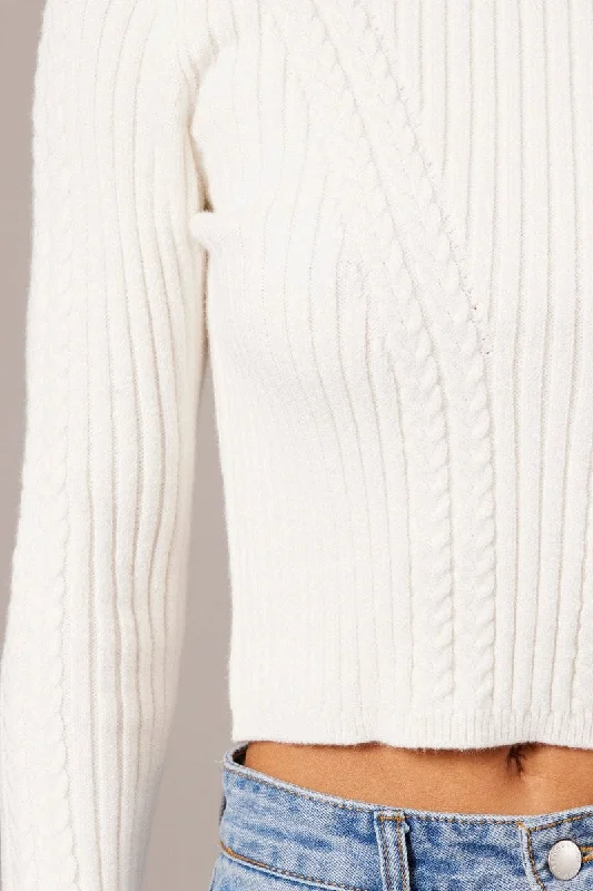 White Cable Knit Long Sleeve