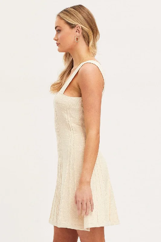 White Dress Sleeveless Mini Knit