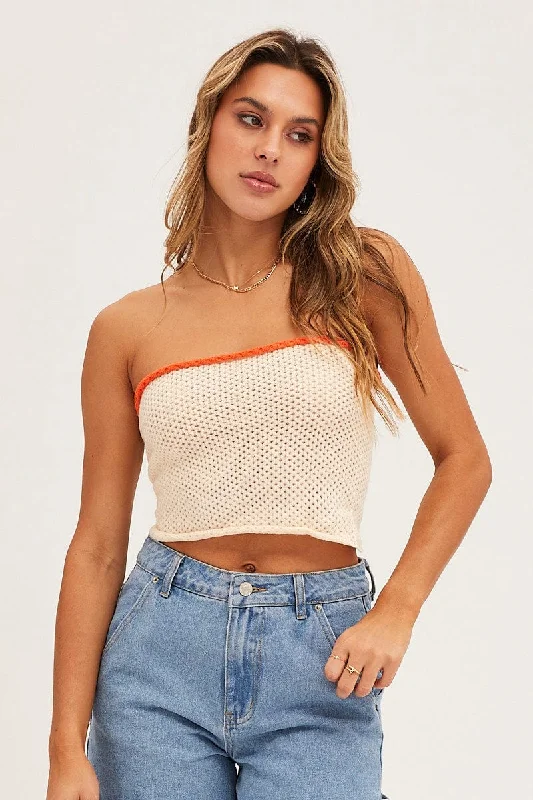 White Knit Crop Top