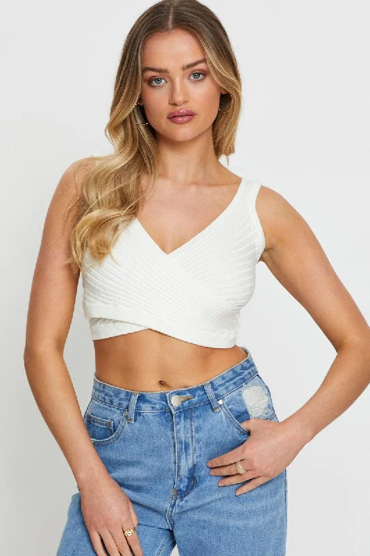 White Knit Top Sleeveless