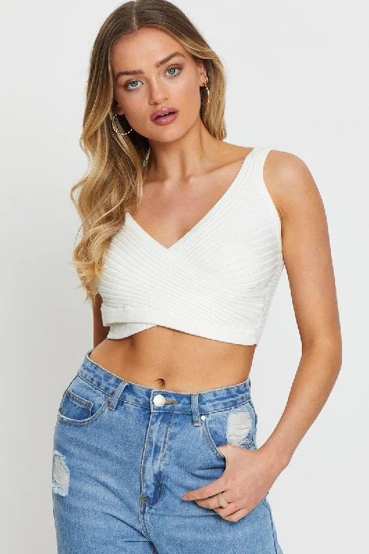 White Knit Top Sleeveless