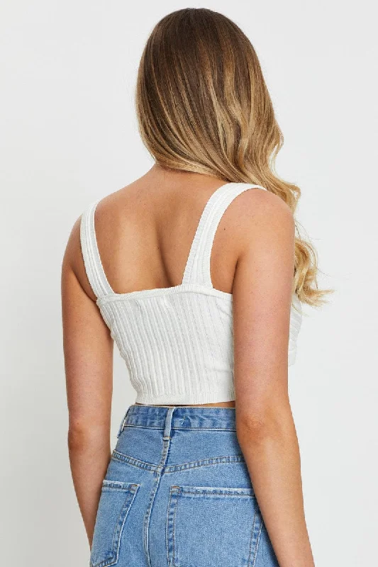 White Knit Top Sleeveless