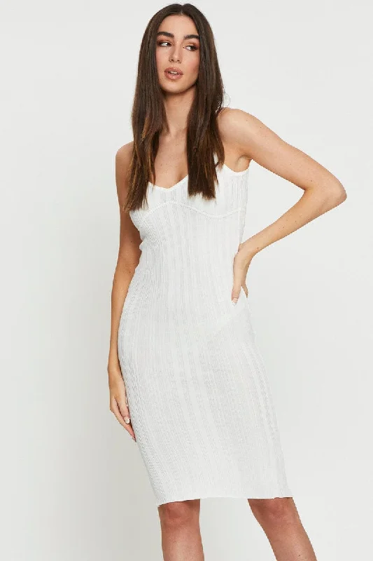 White Midi Dress Knit