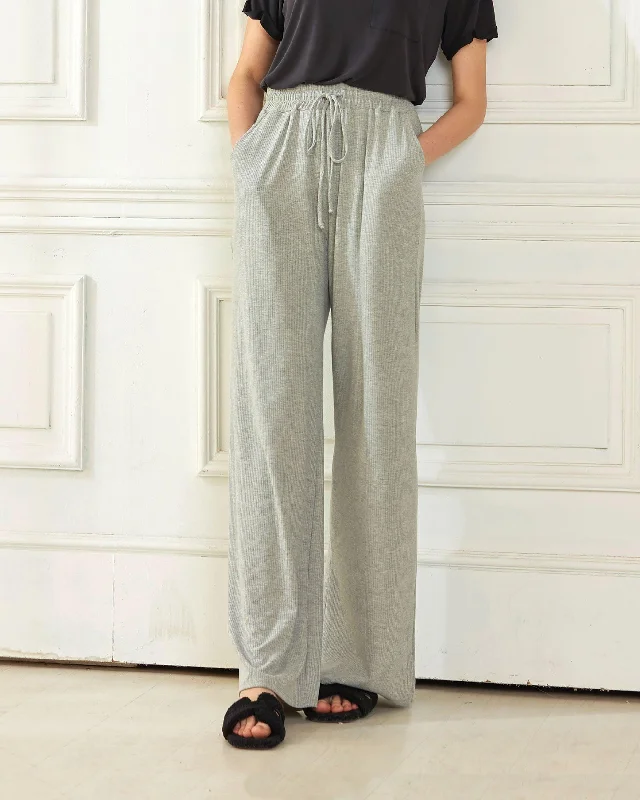 Comfy Ribbed Lounge Pants - H.Grey