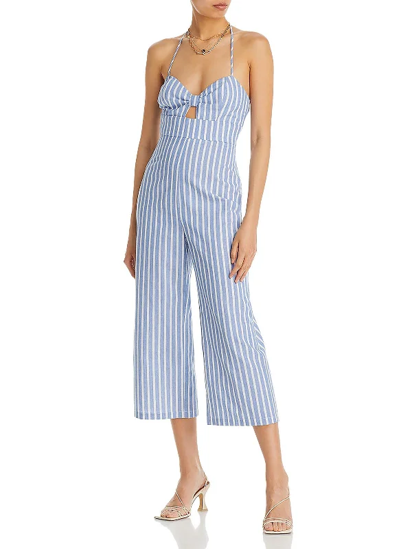 Womens Striped Keyhole Jumpsuit