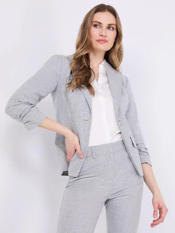 One-Button Ruched Sleeve Blazer