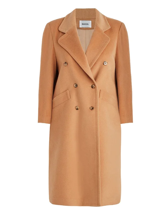 Double Breasted Car Coat - Camel