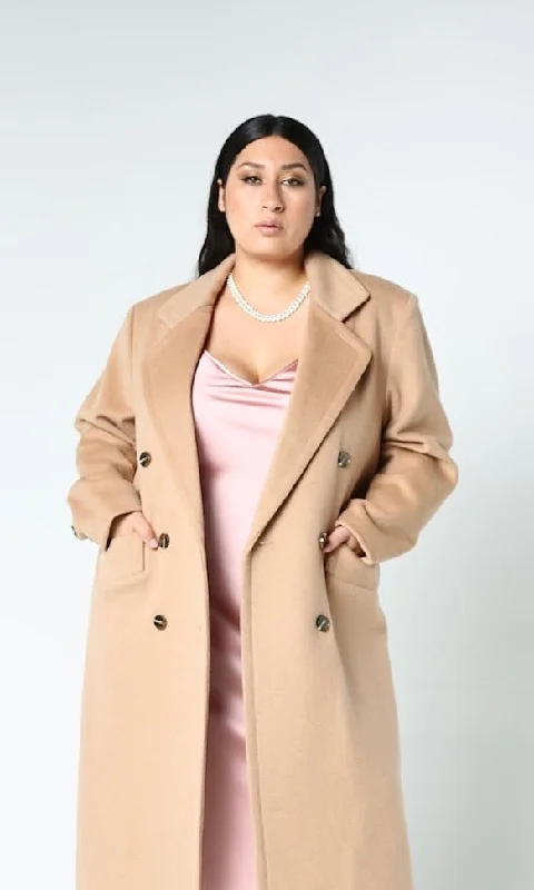 Double Breasted Car Coat - Camel