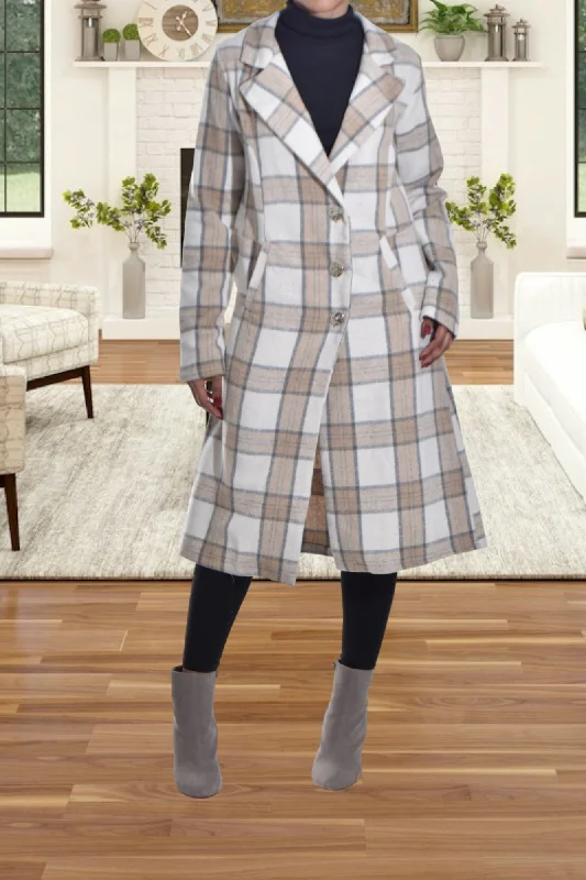 Cream And Grey Melton Coat