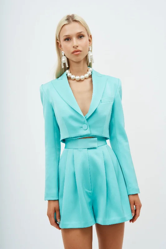 Crop Aquamarine Blazer