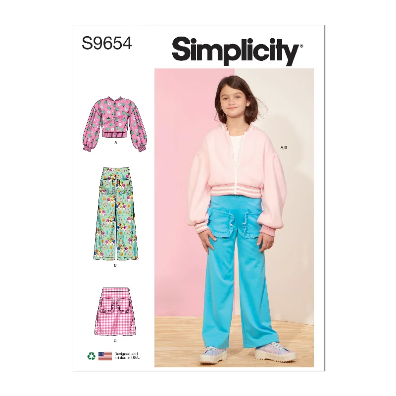 Simplicity sewing pattern 9654 Girls' Jacket, Trousers and Skirt